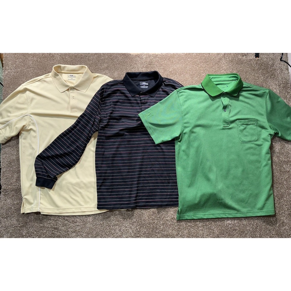 LOT OF 3 - PGA Tour Polo Shirts Champions Tour Size‎ Large